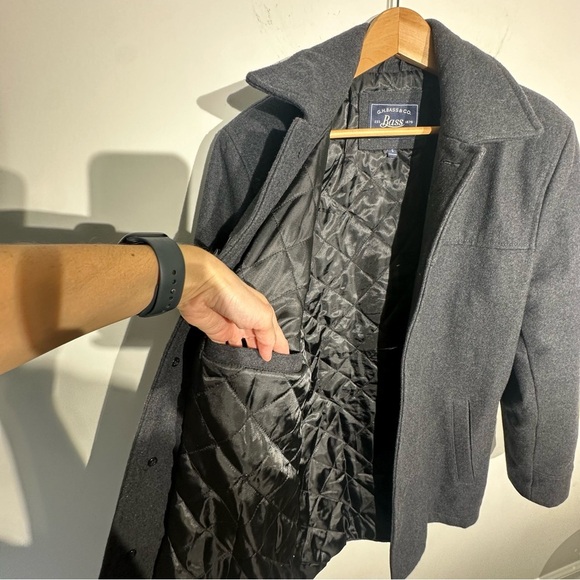 GH BASS CO Men’s Jacket Coat Dark Gray Wool Blend Heavy Warm Size SMALL - Picture 9 of 15